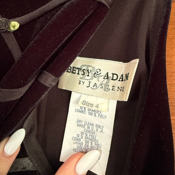 Y2K Vintage Black Rosette Prom Gown by Betsy & Adam - Picture 2 of 5